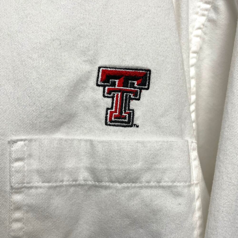 Vintage Texas Tech Red Raiders Button Down Shirt BT Player Washed Cotton White L - Picture 5 of 5